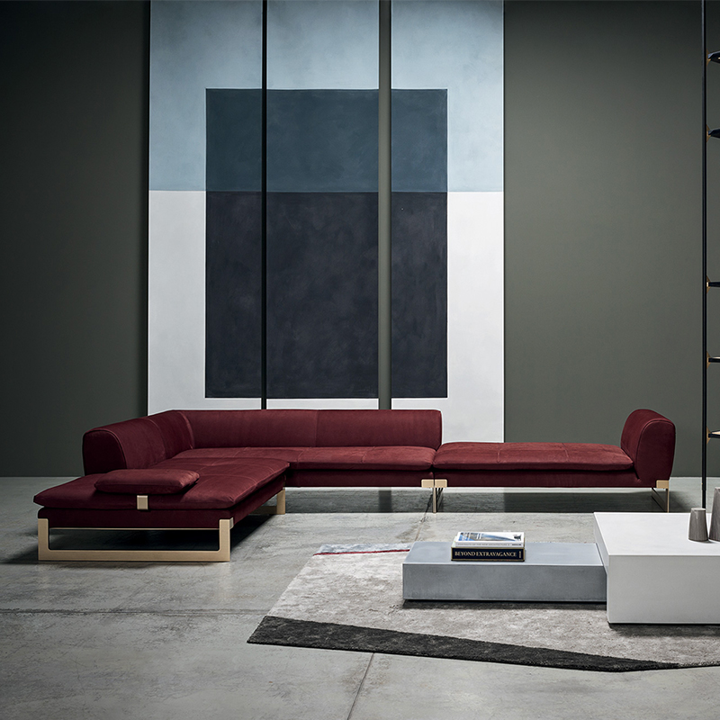 Perna de ouro de luxo italiano 7 lugares l forma de canto de sofá secional conjunto de móveis